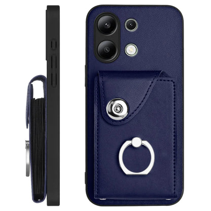 For Xiaomi Redmi Note 13 4G Case YB Leather Coating Series-7 Card Holder Leather TPU Phone Cover with Kickstand