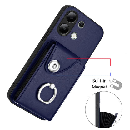 For Xiaomi Redmi Note 13 4G Case YB Leather Coating Series-7 Card Holder Leather TPU Phone Cover with Kickstand