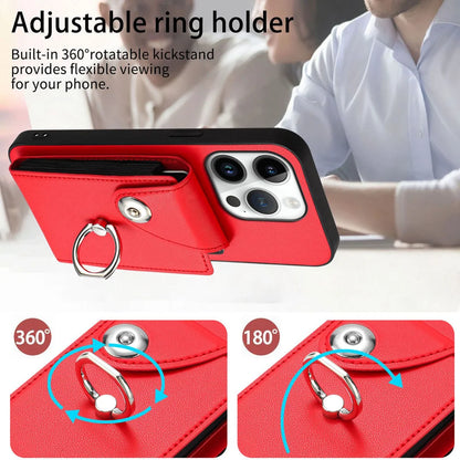 For iPhone 16 Pro Max Case YB Leather Coating Series-7 Card Holder Leather TPU Phone Cover with Kickstand