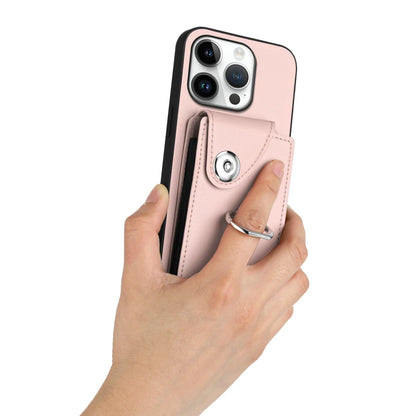 For iPhone 16 Pro Max Case YB Leather Coating Series-7 Card Holder Leather TPU Phone Cover with Kickstand