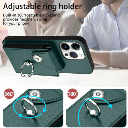 For iPhone 16 Pro Max Case YB Leather Coating Series-7 Card Holder Leather TPU Phone Cover with Kickstand