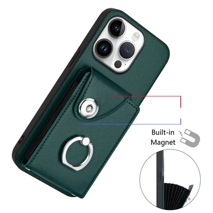 For iPhone 16 Pro Max Case YB Leather Coating Series-7 Card Holder Leather TPU Phone Cover with Kickstand