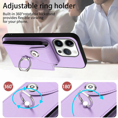 For iPhone 16 Pro Max Case YB Leather Coating Series-7 Card Holder Leather TPU Phone Cover with Kickstand