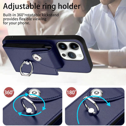 For iPhone 16 Pro Max Case YB Leather Coating Series-7 Card Holder Leather TPU Phone Cover with Kickstand