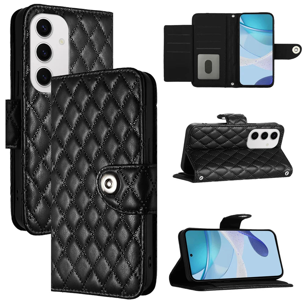 For Samsung Galaxy S24 FE Case YB Imprinting Series-8 Leather Wallet Phone Cover with 7 Card Slots