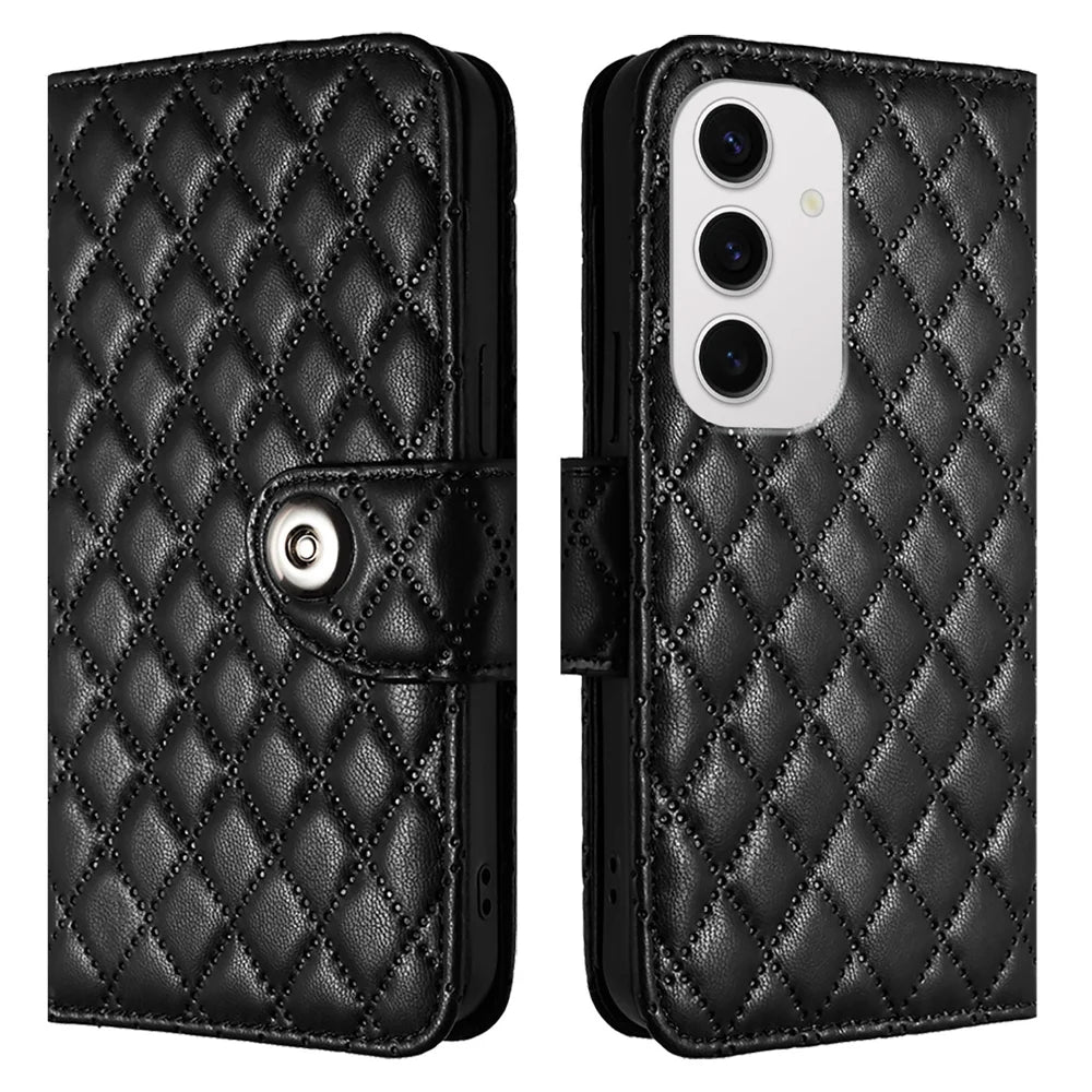For Samsung Galaxy S24 FE Case YB Imprinting Series-8 Leather Wallet Phone Cover with 7 Card Slots
