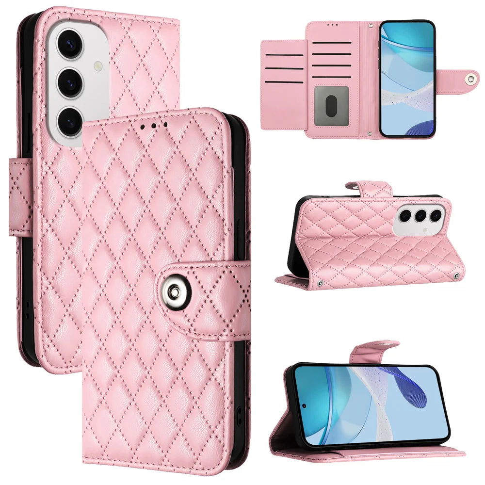 For Samsung Galaxy S24 FE Case YB Imprinting Series-8 Leather Wallet Phone Cover with 7 Card Slots