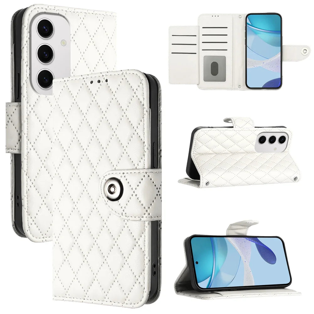 For Samsung Galaxy S24 FE Case YB Imprinting Series-8 Leather Wallet Phone Cover with 7 Card Slots