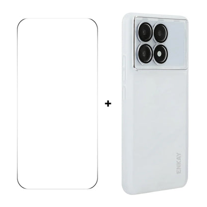 For Xiaomi Redmi K70E 5G ENKAY HAT PRINCE Case Matte TPU Phone Cover with Lens Film + 9H Glass Protector