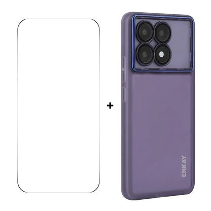 For Xiaomi Redmi K70E 5G ENKAY HAT PRINCE Case Matte TPU Phone Cover with Lens Film + 9H Glass Protector