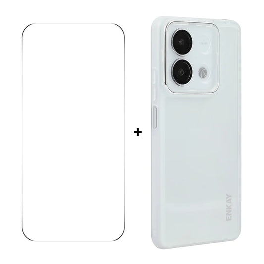 For Xiaomi Redmi Note 13 Pro 5G / Xiaomi Poco X6 5G ENKAY HAT PRINCE Case Matte TPU Phone Cover with Lens Film + 9H Glass Protector