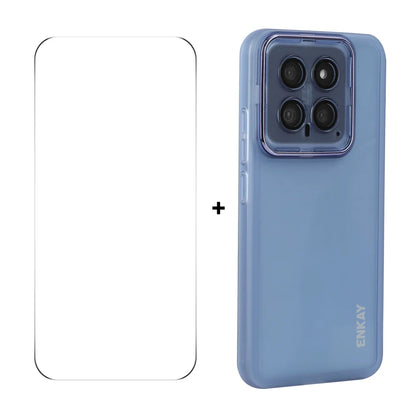For Xiaomi 14 ENKAY HAT PRINCE Case Matte TPU Phone Cover with Lens Film + 9H Glass Protector