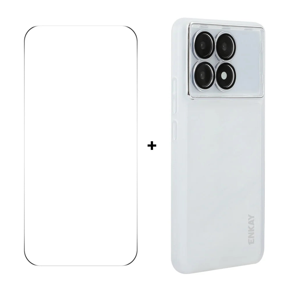 For Xiaomi Redmi K70 Pro 5G / Xiaomi Redmi K70 5G ENKAY HAT PRINCE Case Matte TPU Phone Cover with Lens Film + 9H Glass Protector