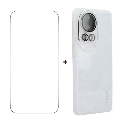 For Huawei nova 12 5G ENKAY HAT PRINCE Case Matte TPU Phone Cover with Lens Film + 9H Glass Protector