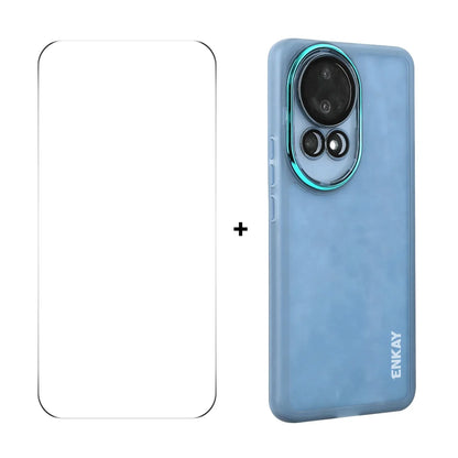 For Huawei nova 12 5G ENKAY HAT PRINCE Case Matte TPU Phone Cover with Lens Film + 9H Glass Protector