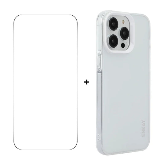 For iPhone 16 Pro Max ENKAY HAT PRINCE Case Translucent Matte TPU Shockproof Phone Case with Screen Film
