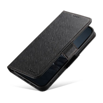 SUTENI J08 For iPhone 16 Pro Case Compatible with MagSafe Cross Texture Leather Wallet Phone Cover