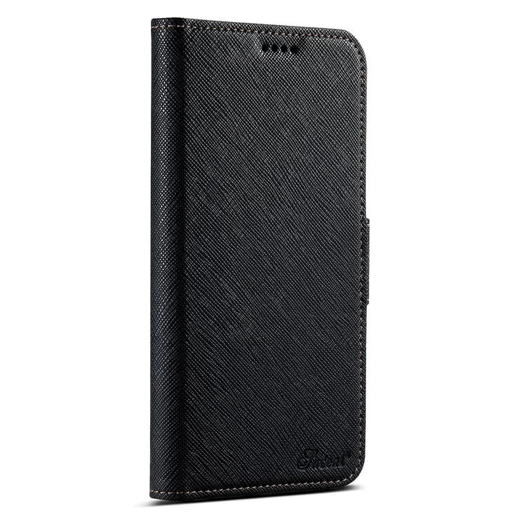SUTENI J08 For iPhone 16 Pro Case Compatible with MagSafe Cross Texture Leather Wallet Phone Cover