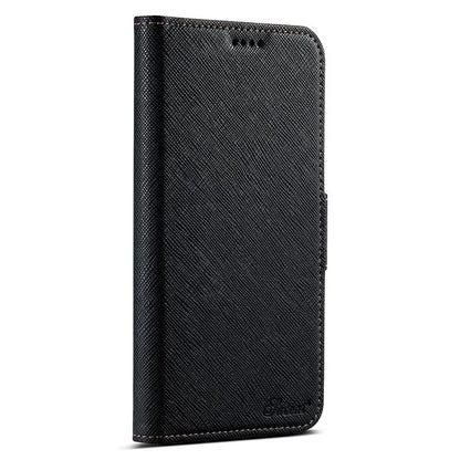 SUTENI J08 For iPhone 16 Pro Case Compatible with MagSafe Cross Texture Leather Wallet Phone Cover
