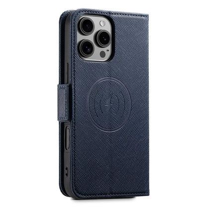 SUTENI J08 For iPhone 16 Pro Case Compatible with MagSafe Cross Texture Leather Wallet Phone Cover