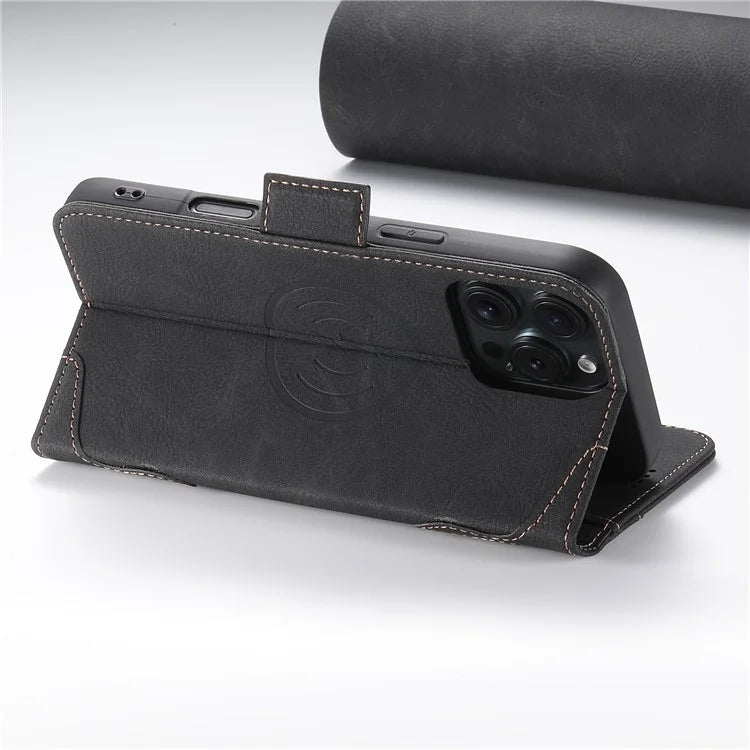 SUTENI J07 For iPhone 16 Pro Max Case Compatible with MagSafe Litchi Texture Leather Wallet Phone Cover