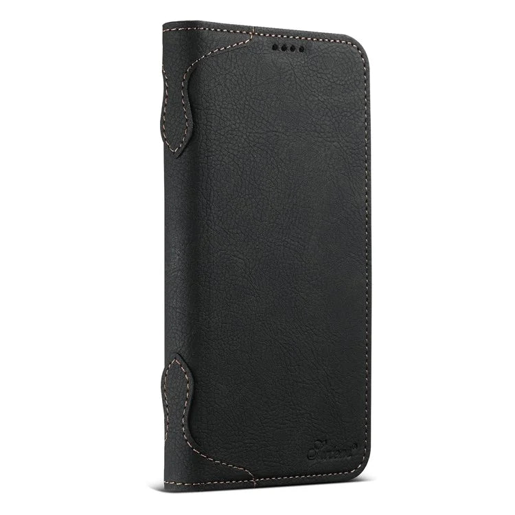SUTENI J07 For iPhone 16 Pro Max Case Compatible with MagSafe Litchi Texture Leather Wallet Phone Cover