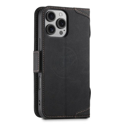 SUTENI J07 For iPhone 16 Pro Max Case Compatible with MagSafe Litchi Texture Leather Wallet Phone Cover