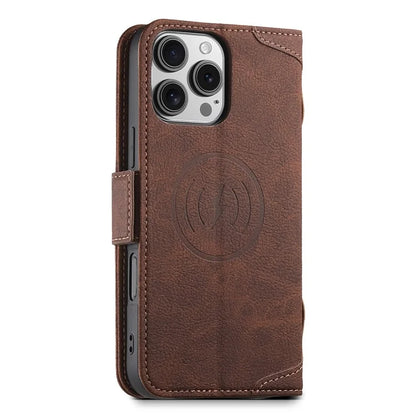 SUTENI J07 For iPhone 16 Pro Max Case Compatible with MagSafe Litchi Texture Leather Wallet Phone Cover