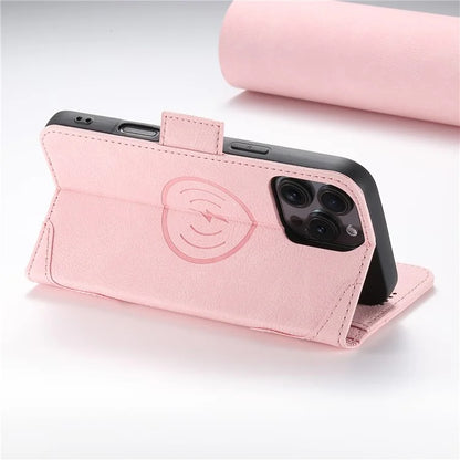 SUTENI J07 For iPhone 16 Pro Max Case Compatible with MagSafe Litchi Texture Leather Wallet Phone Cover