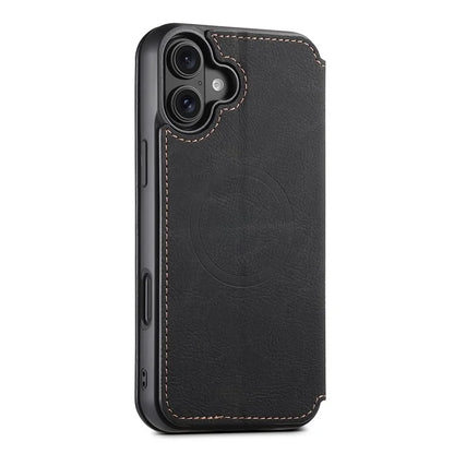 SUTENI J06 For iPhone 16 Plus Case Litchi Texture Leather Wallet Phone Shell Compatible with MagSafe