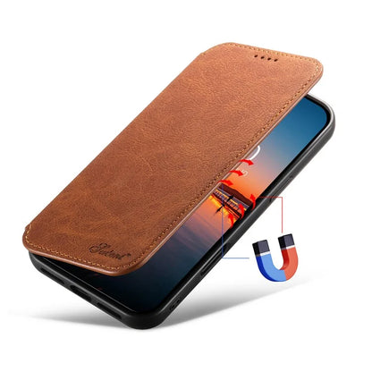 SUTENI J06 For iPhone 16 Plus Case Litchi Texture Leather Wallet Phone Shell Compatible with MagSafe