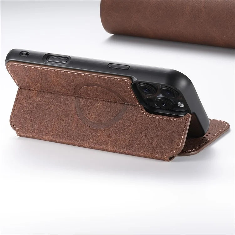SUTENI J06 For iPhone 16 Pro Max Case Litchi Texture Leather Wallet Phone Shell Compatible with MagSafe
