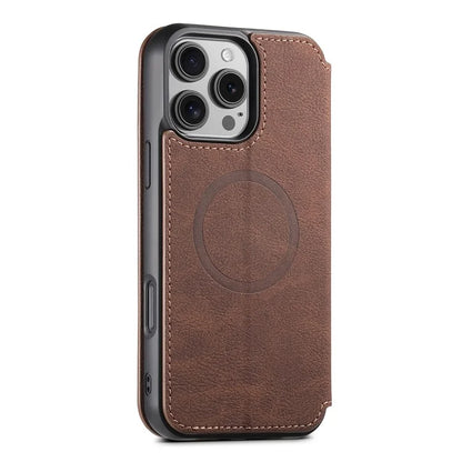 SUTENI J06 For iPhone 16 Pro Max Case Litchi Texture Leather Wallet Phone Shell Compatible with MagSafe