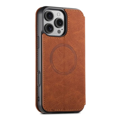 SUTENI J06 For iPhone 16 Pro Max Case Litchi Texture Leather Wallet Phone Shell Compatible with MagSafe