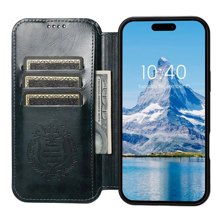 SUTENI J06 For iPhone 16 Pro Max Case Compatible with MagSafe Textured PU Leather Flip Phone Cover