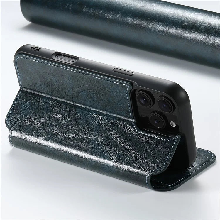 SUTENI J06 For iPhone 16 Pro Max Case Compatible with MagSafe Textured PU Leather Flip Phone Cover