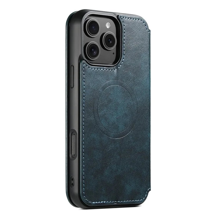 SUTENI J06 For iPhone 16 Pro Max Case Compatible with MagSafe Textured PU Leather Flip Phone Cover