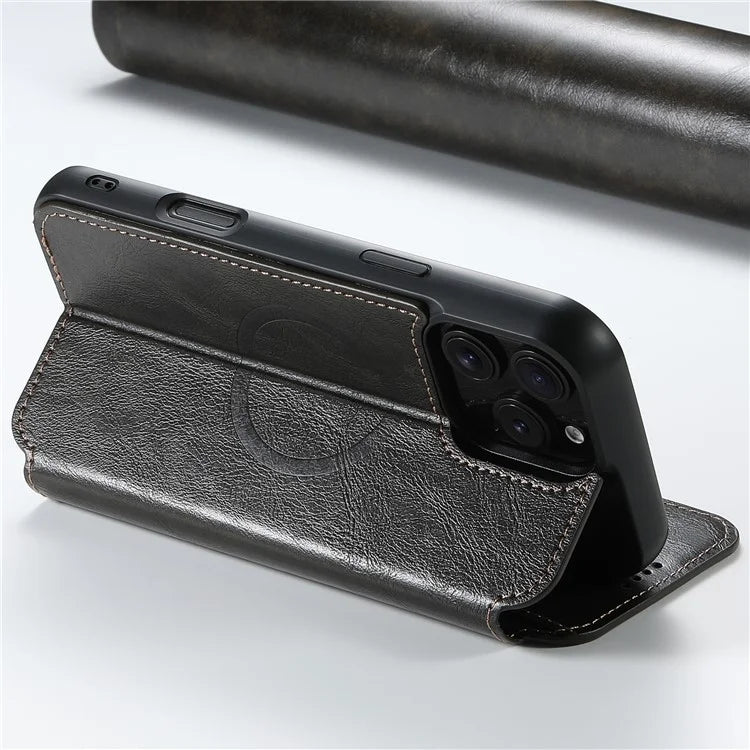 SUTENI J06 For iPhone 16 Pro Max Case Compatible with MagSafe Textured PU Leather Flip Phone Cover