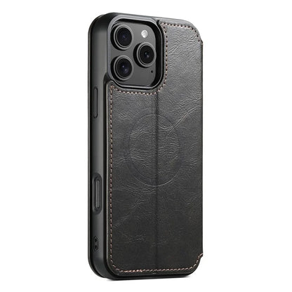SUTENI J06 For iPhone 16 Pro Max Case Compatible with MagSafe Textured PU Leather Flip Phone Cover