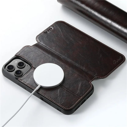 SUTENI J06 For iPhone 16 Pro Max Case Compatible with MagSafe Textured PU Leather Flip Phone Cover