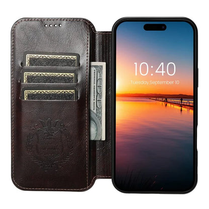 SUTENI J06 For iPhone 16 Case Compatible with MagSafe Textured PU Leather Flip Phone Cover