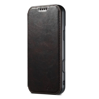 SUTENI J06 For iPhone 16 Case Compatible with MagSafe Textured PU Leather Flip Phone Cover