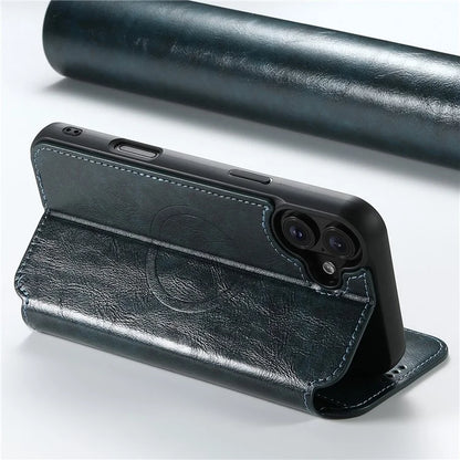 SUTENI J06 For iPhone 16 Case Compatible with MagSafe Textured PU Leather Flip Phone Cover