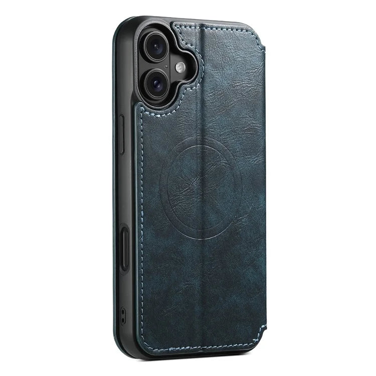 SUTENI J06 For iPhone 16 Case Compatible with MagSafe Textured PU Leather Flip Phone Cover