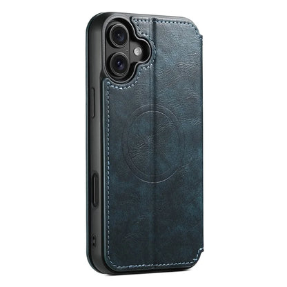 SUTENI J06 For iPhone 16 Case Compatible with MagSafe Textured PU Leather Flip Phone Cover