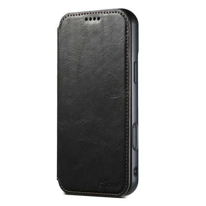 SUTENI J06 For iPhone 16 Case Compatible with MagSafe Textured PU Leather Flip Phone Cover