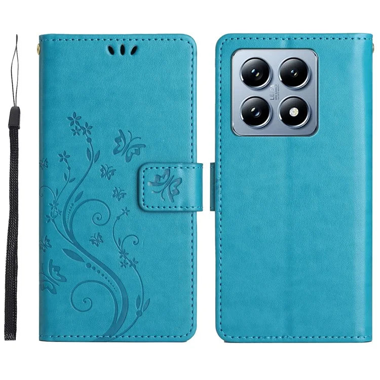 For Xiaomi 14T Case Pattern Imprint PU Leather Phone Wallet Cover with Strap