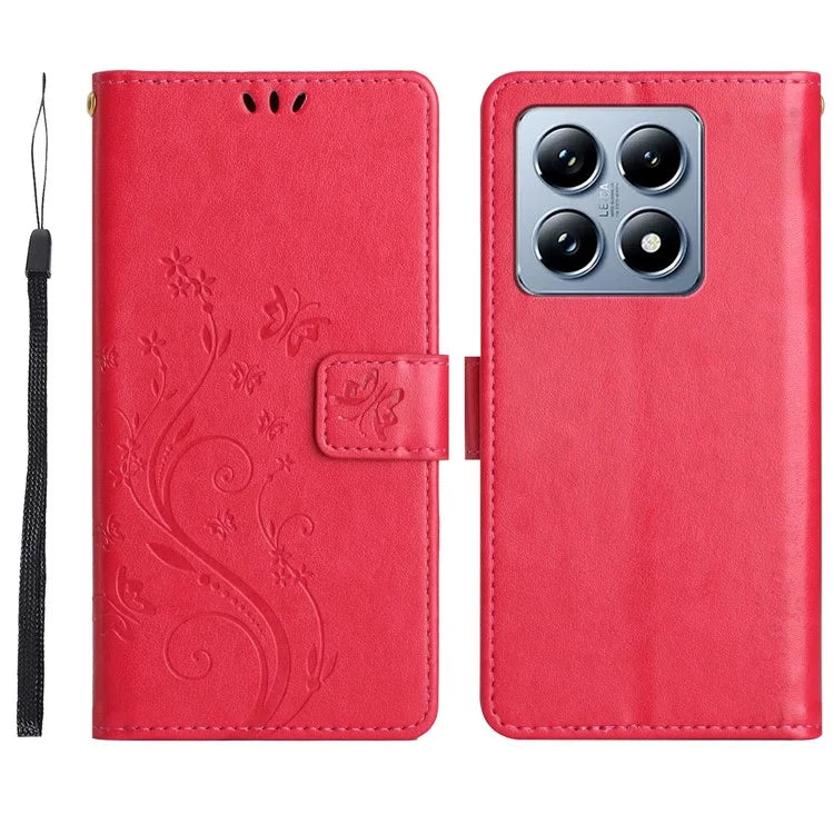 For Xiaomi 14T Case Pattern Imprint PU Leather Phone Wallet Cover with Strap