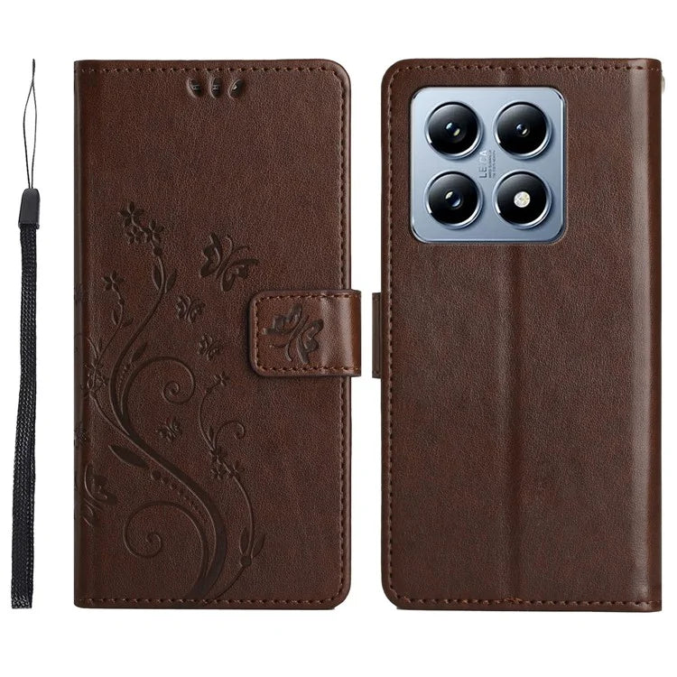 For Xiaomi 14T Case Pattern Imprint PU Leather Phone Wallet Cover with Strap
