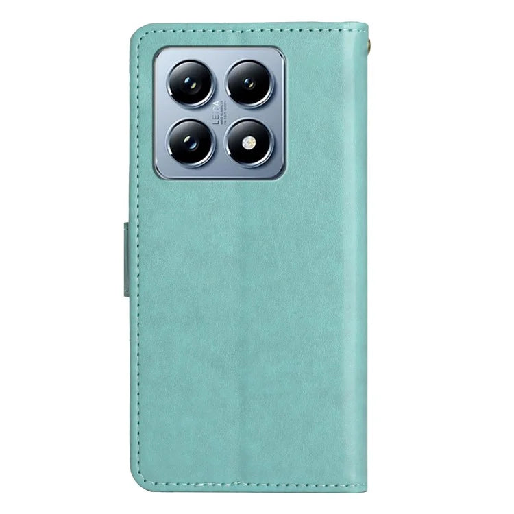 For Xiaomi 14T Pro Case Pattern Imprint PU Leather Phone Wallet Cover with Strap